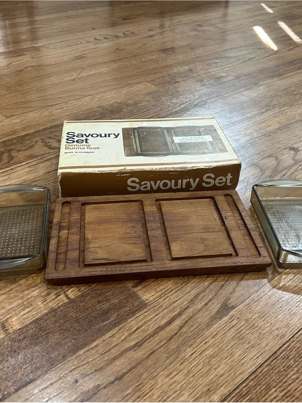 Genuine vintage Burma Teak Serving Set in Brown 5 pcs